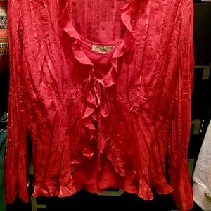 Red sheer blouse